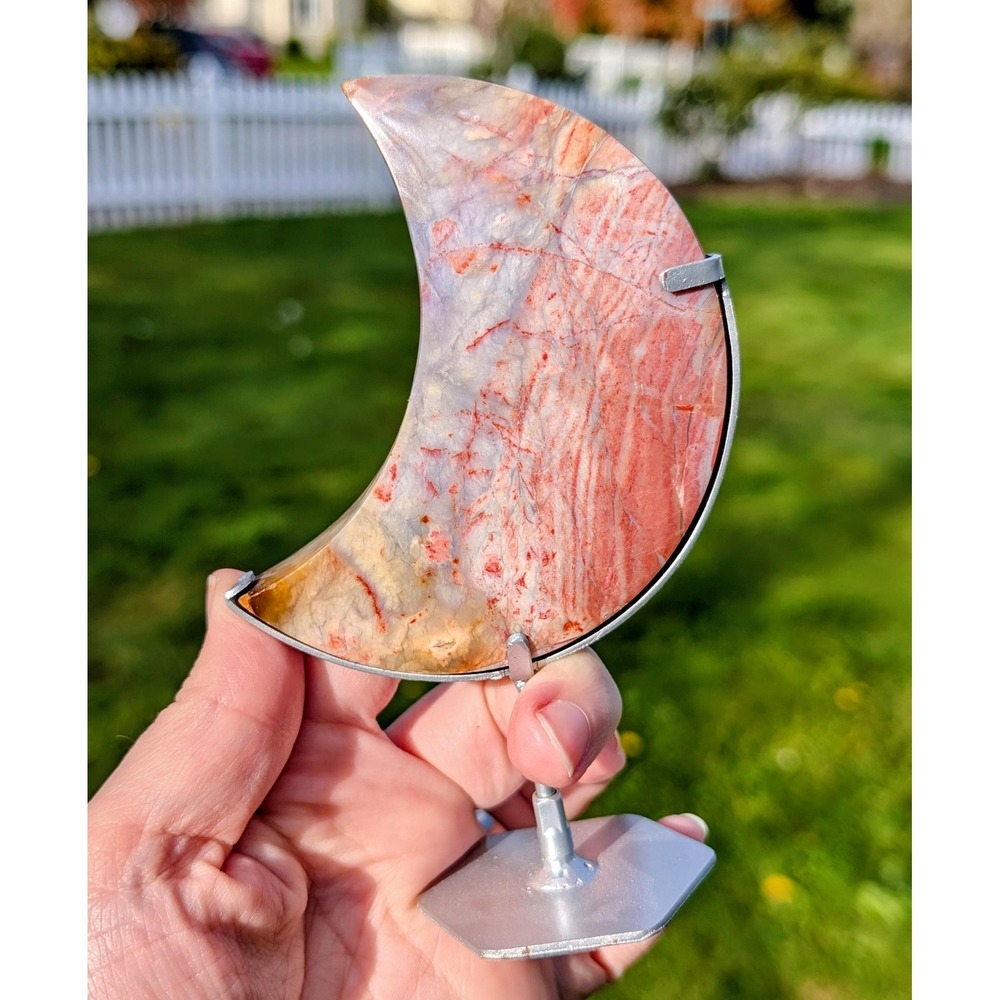 Indonesian River Jasper Crescent Moon 5.5 Inch with Stand